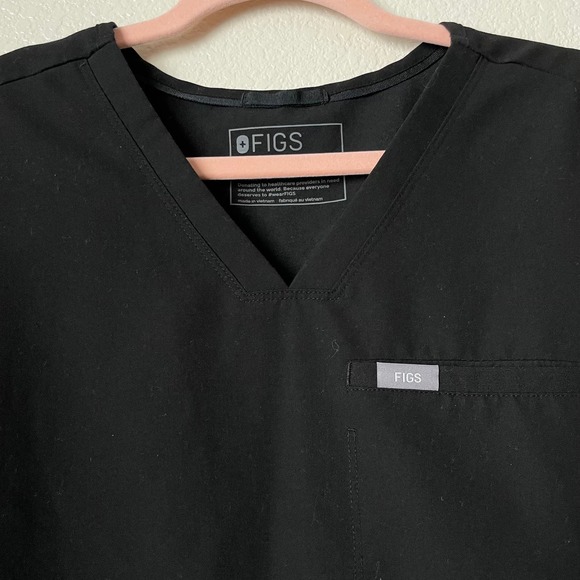 Figs Scrub Top Womens Large Black Octavia Maternity Elastic Waist Short Sleeve - Picture 4 of 12